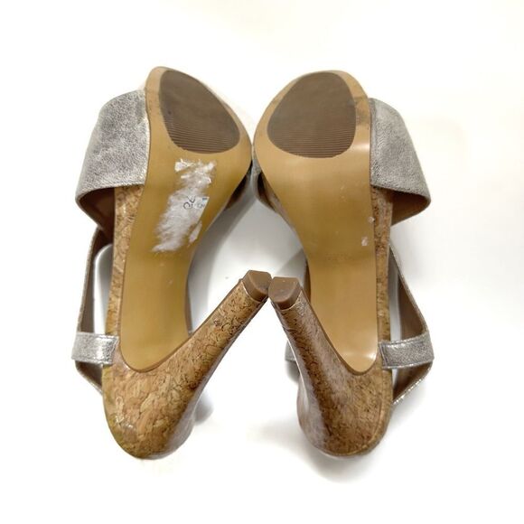 Diane Von Furstenberg  Zia Metallic Crisscross Cork Platform Sandals  Size 7.5 - Picture 14 of 16